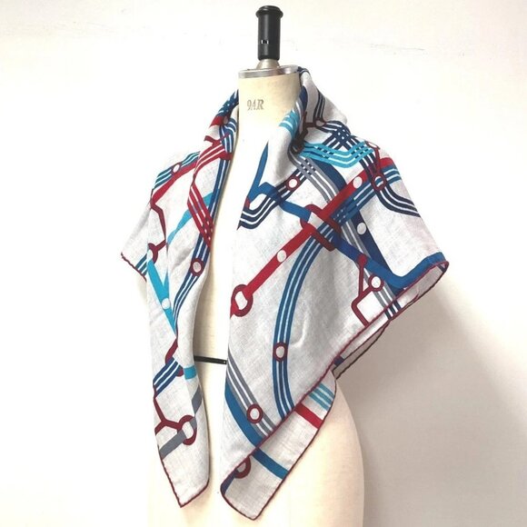 HERMES Pocket Soy Carre 100 H Carre100H Large Shawl Stole Scarf gray/Multicolore - Picture 16 of 16